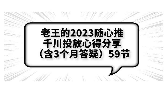 老王的 2023 随心推 + 千川投放心得分享 3 个月答疑「 59 节」 - 天能资源