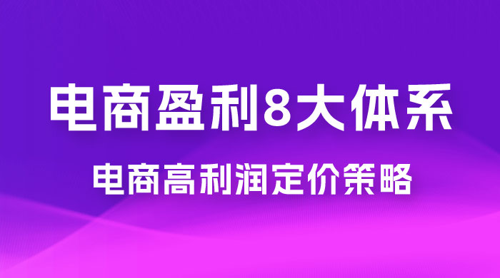 电商盈利 8 大体系：利润篇 · 利润定准电商高利润定价策略线上课（共 16 节） - 天能资源