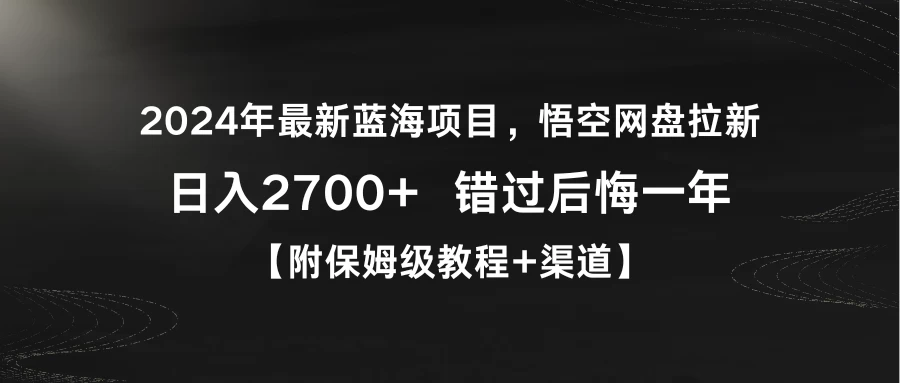 2024年最新蓝海项目，悟空网盘拉新，日入2700+错过后悔一年【附保姆级教程+渠道】 - 天能资源