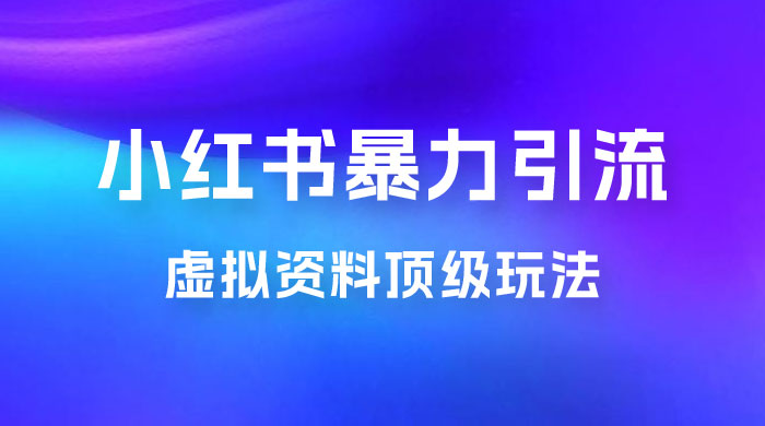 虚拟资料顶级玩法，小红书暴力引流，喂饭级教程零成本，利润任你定 - 天能资源