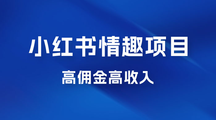 最新小红书情趣项目，日入千，高佣金高收入，操作简单，长期稳定 - 天能资源