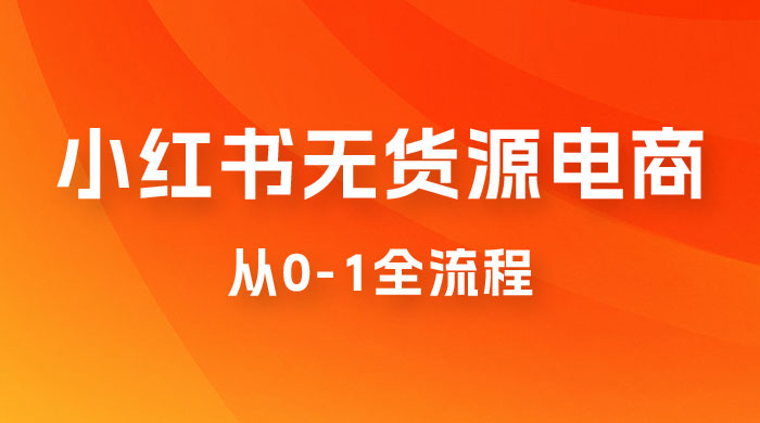 小红书无货源电商从 0-1 全流程，日入 1000＋ - 天能资源