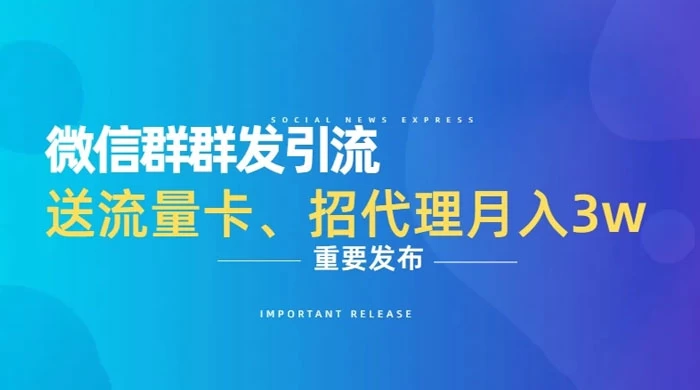 利用微信群卖流量卡，招代理，3 个月变现 11 万（附软件） - 天能资源