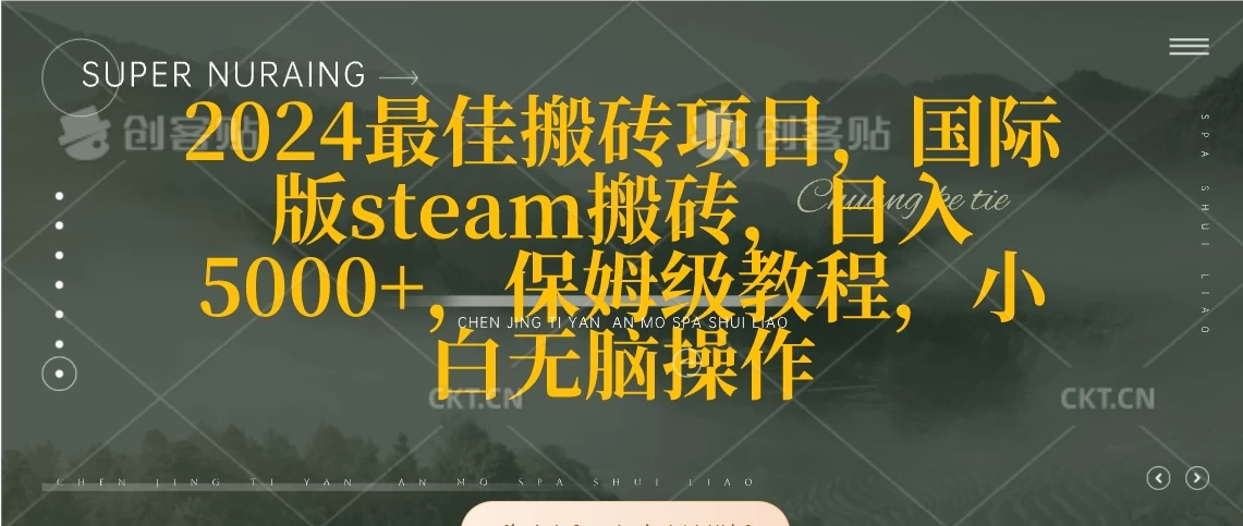2024最佳搬砖项目，国际版steam搬砖，日入5000+，保姆级教程，小白无脑操作 - 天能资源