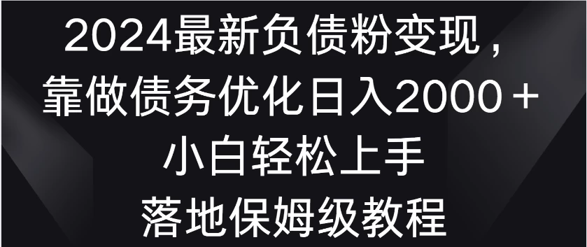 2024最新负债粉变现，靠做债务优化日入2000＋小白轻松上手 落地保姆级教程 - 天能资源