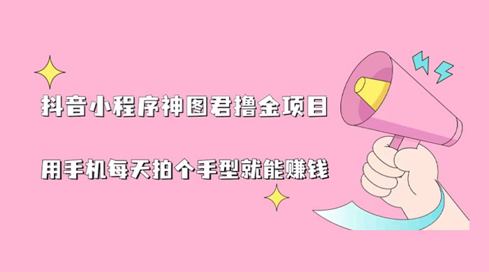 抖音小程序神图君撸金项目：用手机每天拍个手型挂载一下小程序就能赚钱 - 天能资源